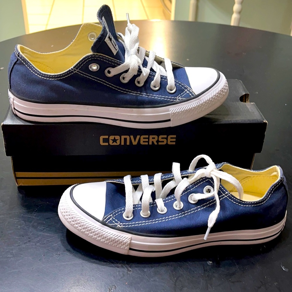 Converse all star ox Navy blue and white 5 unisex